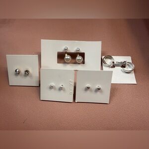 Elegant Pearl and Silver Earring Sets